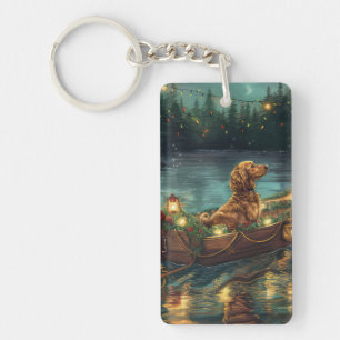 Afghan Hound Christmas Festive Voyage Key Ring