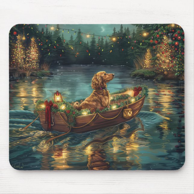Afghan Hound Christmas Festive Voyage Mouse Mat (Front)