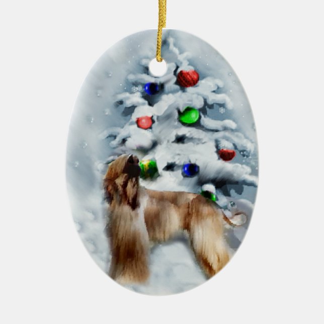 Afghan Hound Christmas Gifts Ornament (Front)