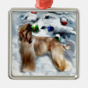 Afghan Hound Christmas Metal Tree Decoration