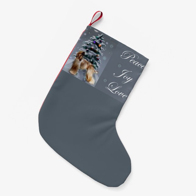 Afghan Hound Christmas Small Christmas Stocking (Front (Hanging))