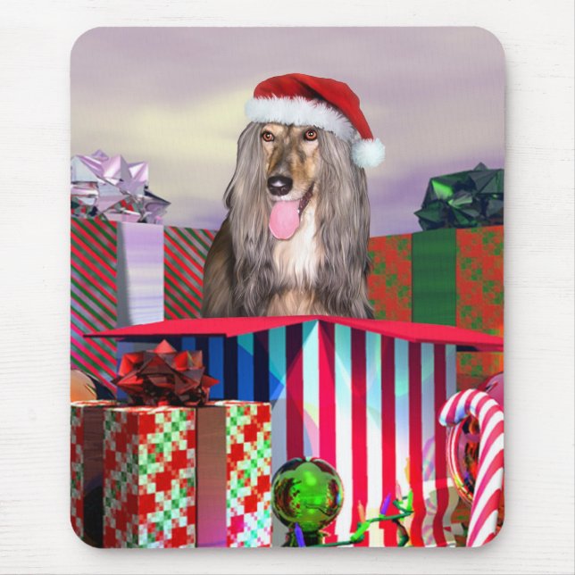Afghan Hound Christmas Surprise Mouse Mat (Front)
