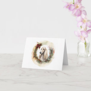 Afghan Hound Christmas Wreath Festive Pup  Card