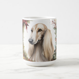 Afghan Hound Christmas Wreath Festive Pup Coffee Mug
