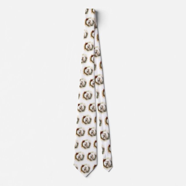 Afghan Hound Christmas Wreath Festive Pup  Tie (Front)