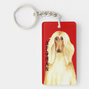 Afghan Hound Colour Block Key Ring