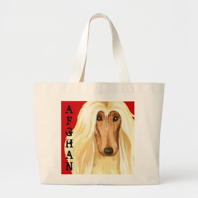 Afghan Hound Colour Block Large Tote Bag (Front)