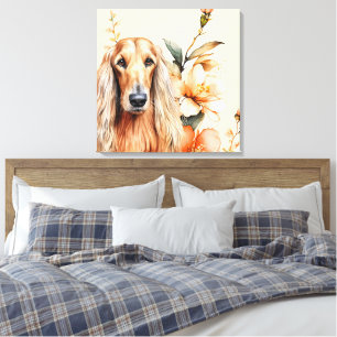 Afghan Hound Dog and Peach Lilies Canvas Print