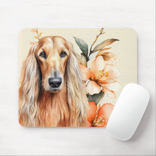 Afghan Hound Dog and Peach Lilies Mouse Mat