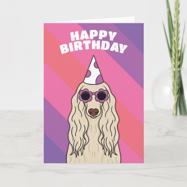 Afghan Hound Dog Birthday Card (Front)