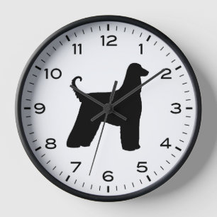 Afghan Hound Dog Breed Silhouette Clock