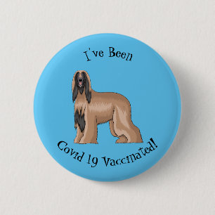 Afghan hound dog cartoon illustration 6 cm round badge