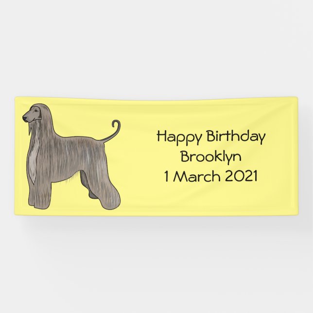 Afghan hound dog cartoon illustration banner (Horizontal)