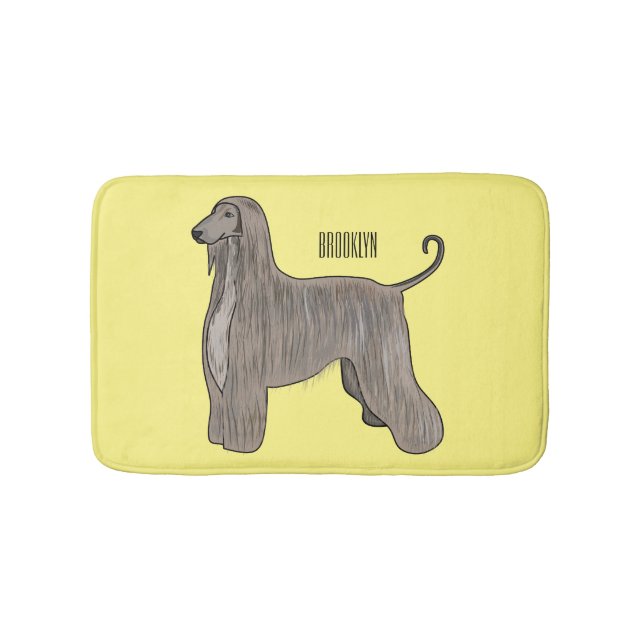 Afghan hound dog cartoon illustration  bath mat (Front)