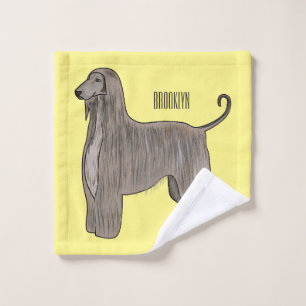 Afghan hound dog cartoon illustration  bath towel set