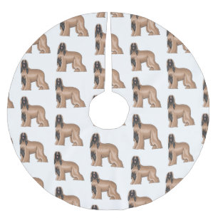 Afghan hound dog cartoon illustration brushed polyester tree skirt