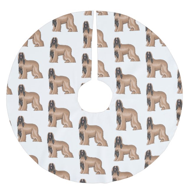 Afghan hound dog cartoon illustration  brushed polyester tree skirt (Front)