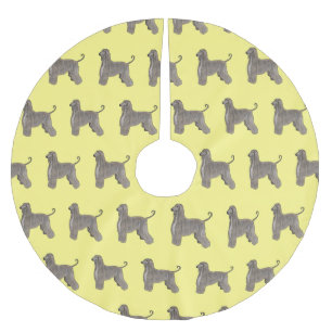 Afghan hound dog cartoon illustration brushed polyester tree skirt