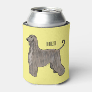 Afghan hound dog cartoon illustration can cooler