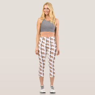 Afghan hound dog cartoon illustration capri leggings