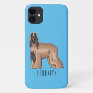 Afghan hound dog cartoon illustration iPhone 11 case