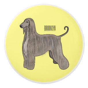 Afghan hound dog cartoon illustration  ceramic knob