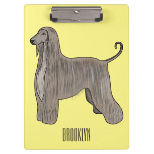 Afghan hound dog cartoon illustration clipboard