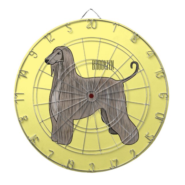 Afghan hound dog cartoon illustration  dartboard (Front)