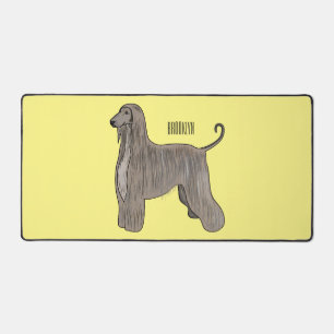 Afghan hound dog cartoon illustration  desk mat
