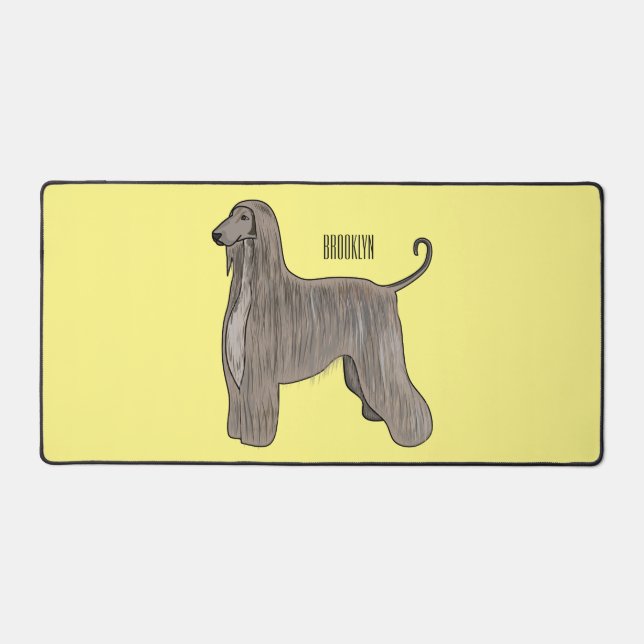 Afghan hound dog cartoon illustration  desk mat (Front)