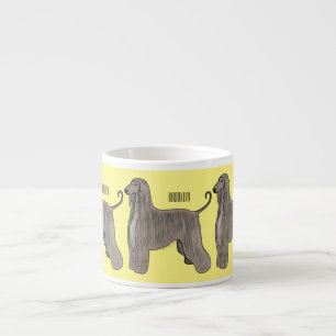 Afghan hound dog cartoon illustration  espresso cup