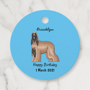 Afghan hound dog cartoon illustration  favour tags