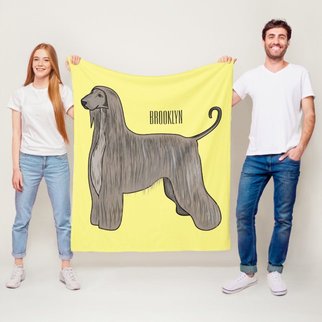 Afghan hound dog cartoon illustration  fleece blanket (In Situ)