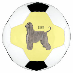 Afghan hound dog cartoon illustration  football