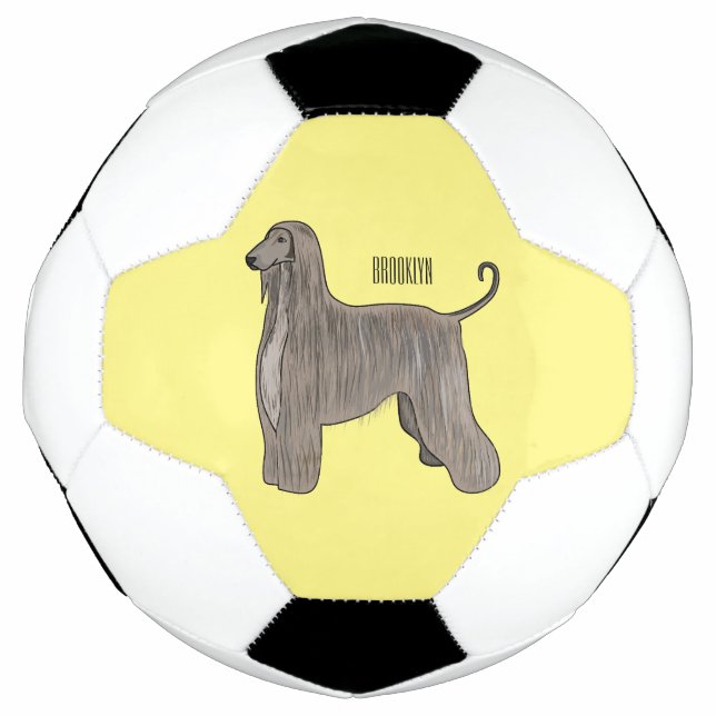 Afghan hound dog cartoon illustration  football (Front)