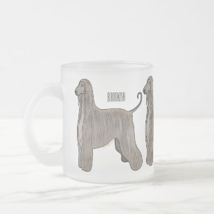 Afghan hound dog cartoon illustration frosted glass coffee mug