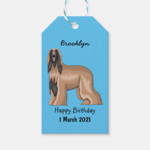 Afghan hound dog cartoon illustration gift tags