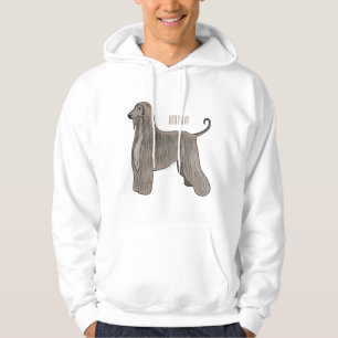Afghan hound dog cartoon illustration  hoodie