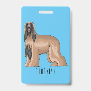 Afghan hound dog cartoon illustration ID badge