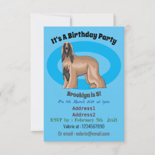 Afghan hound dog cartoon illustration invitation