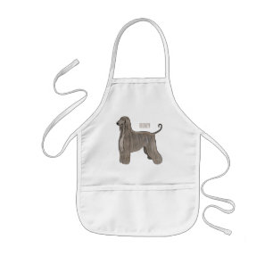 Afghan hound dog cartoon illustration kids apron