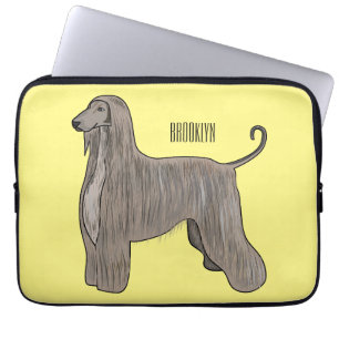 Afghan hound dog cartoon illustration laptop sleeve