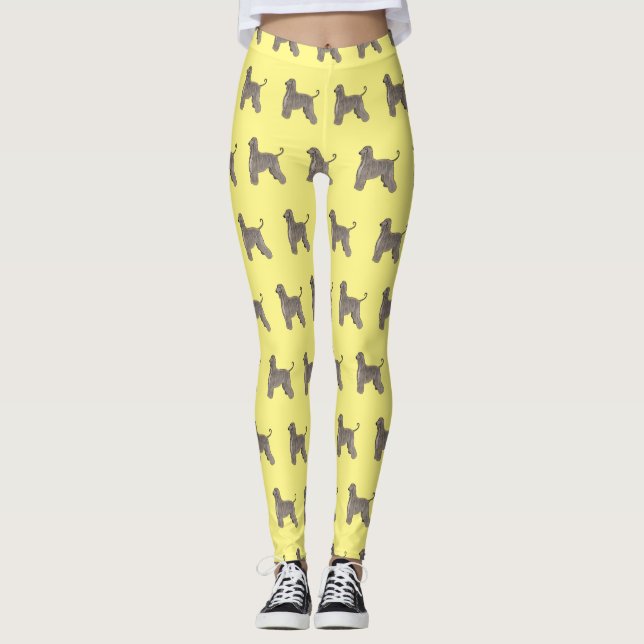 Afghan hound dog cartoon illustration  leggings (Front)