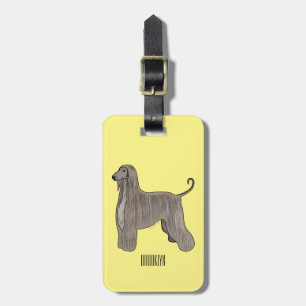 Afghan hound dog cartoon illustration luggage tag