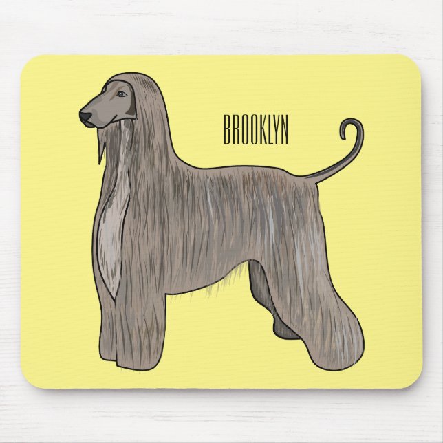 Afghan hound dog cartoon illustration  mouse mat (Front)