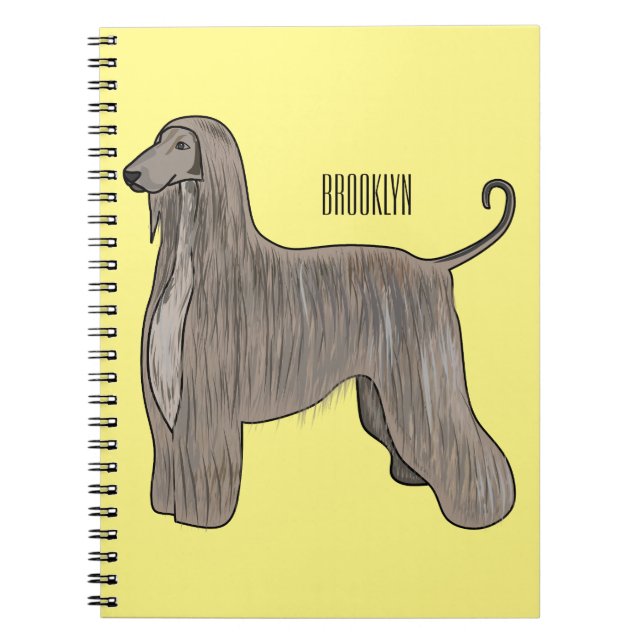 Afghan hound dog cartoon illustration  notebook (Front)