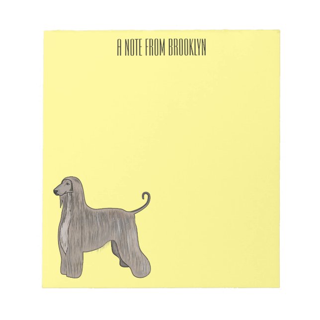 Afghan hound dog cartoon illustration  notepad (Front)