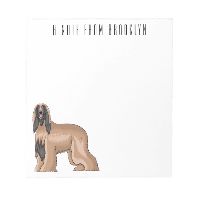 Afghan hound dog cartoon illustration notepad (Front)