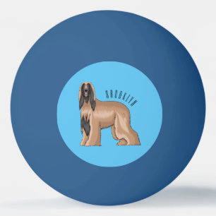 Afghan hound dog cartoon illustration  ping pong ball