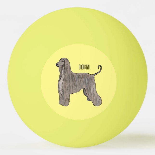 Afghan hound dog cartoon illustration  ping pong ball (Front)